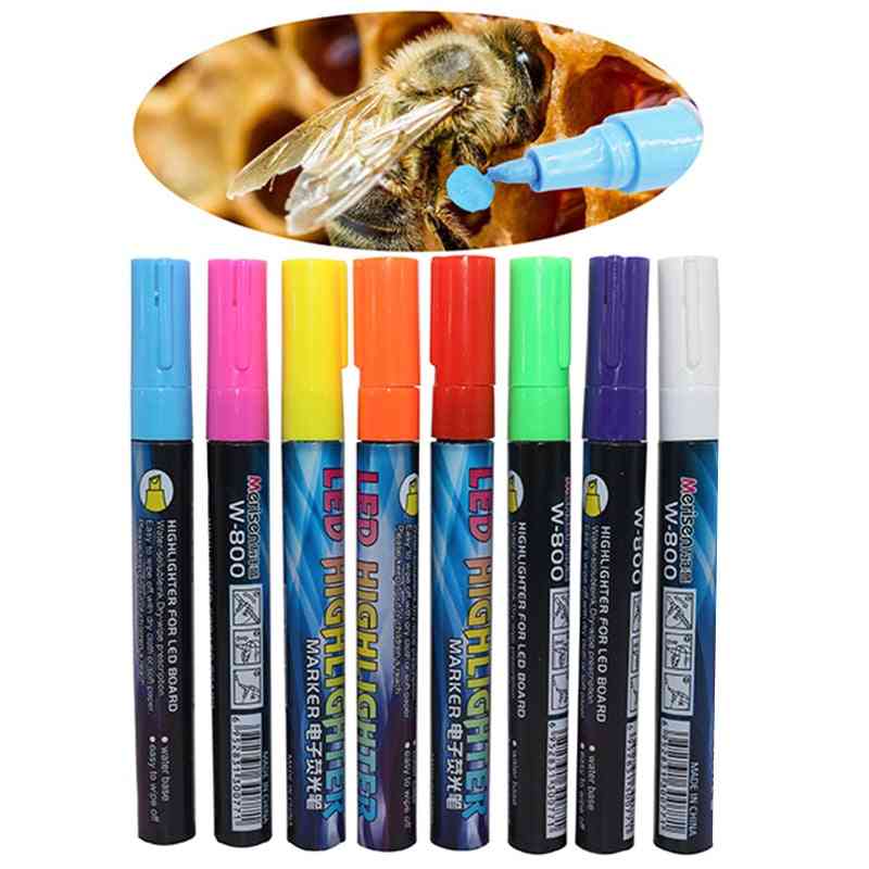 Led zvýrazňovač značky pero včelí značkovač pero 135 mm * 4 mm 8 farieb voliteľné skosenie hrot štetec včelárske nástroje