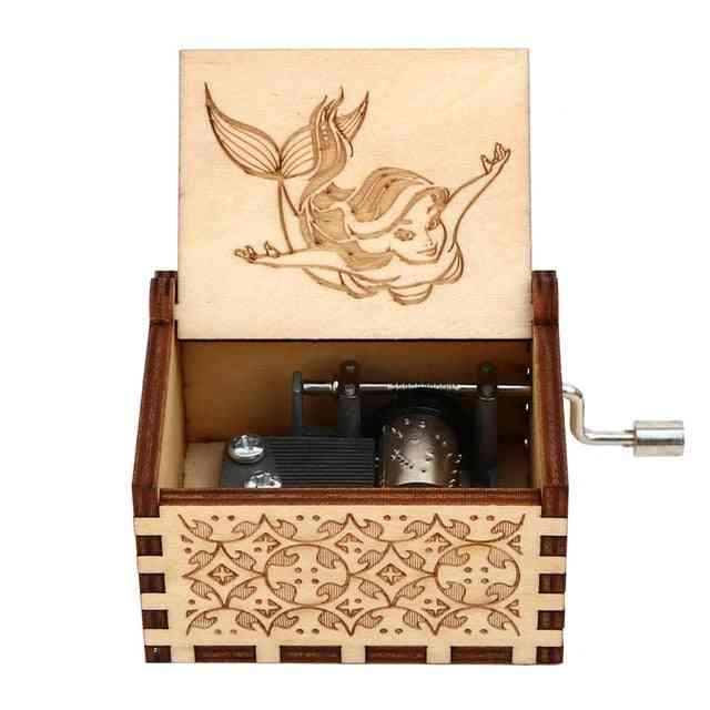 Ariel - mala sirena, ručna ručica, drvena glazbena kutija