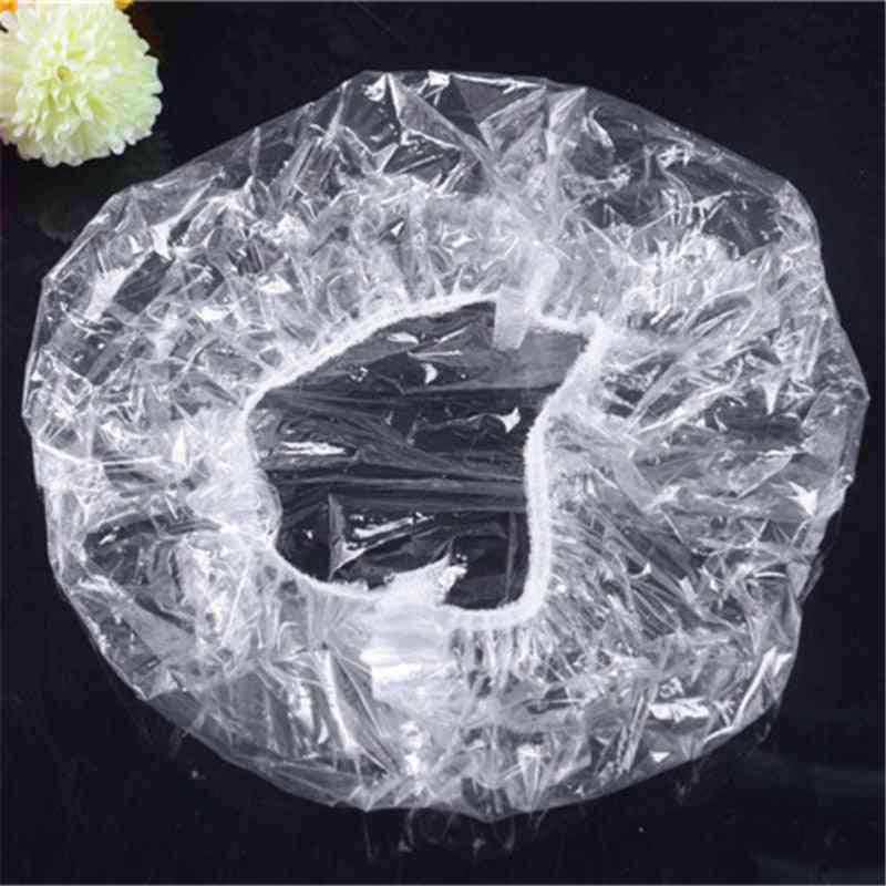 Disposable Plastics Transparent One Off Shower Women Hair Cap Cover - Bath Salon Spa Hotel Bathroom Tool Accessories