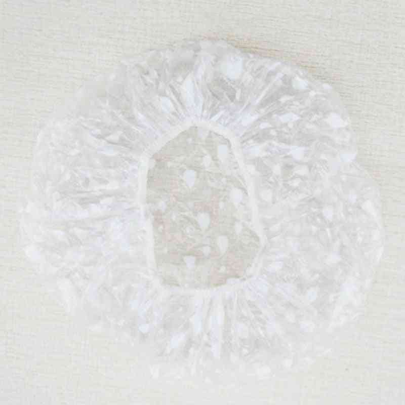 Disposable Plastics Transparent One Off Shower Women Hair Cap Cover - Bath Salon Spa Hotel Bathroom Tool Accessories