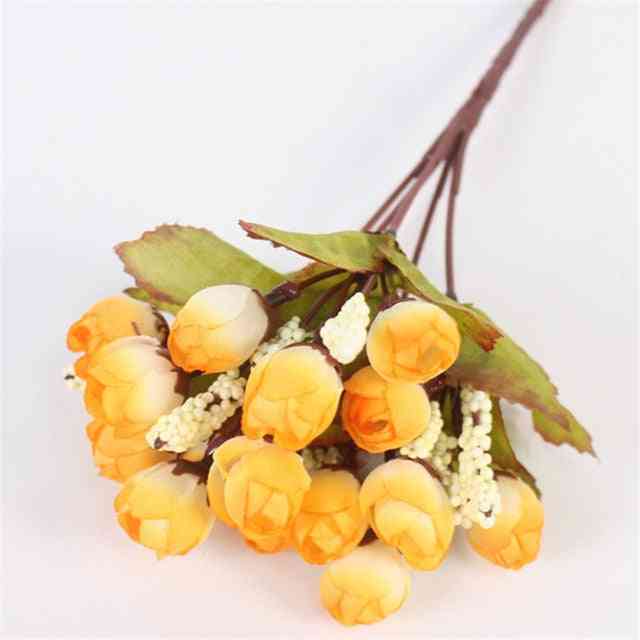 Autumn 15heads Bouquet Small Bud Silk Roses Bract Artificial Flower Diy Wedding Home, Christmas Decor