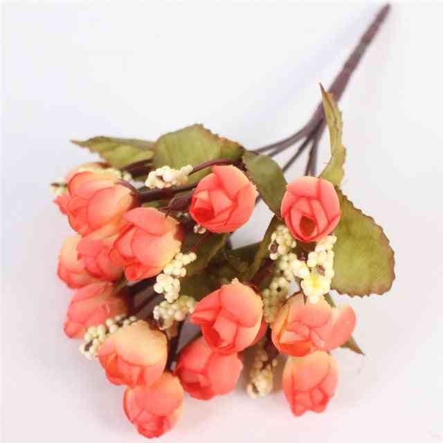 Autumn 15heads Bouquet Small Bud Silk Roses Bract Artificial Flower Diy Wedding Home, Christmas Decor
