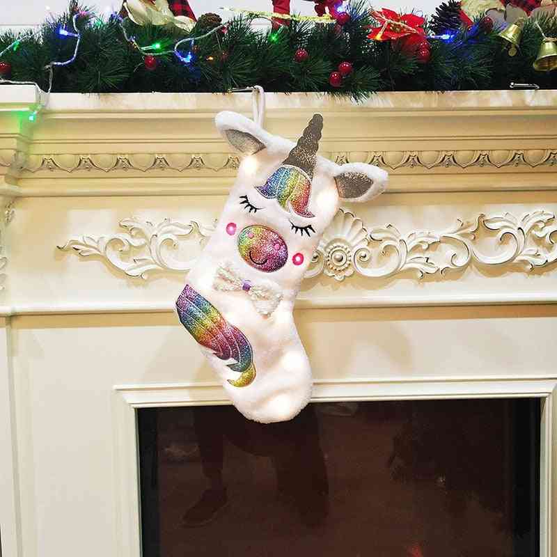 Fashion Cute Design Luminous Christmas Pendant Hanging Socks - X-mas Trees Sock Bag