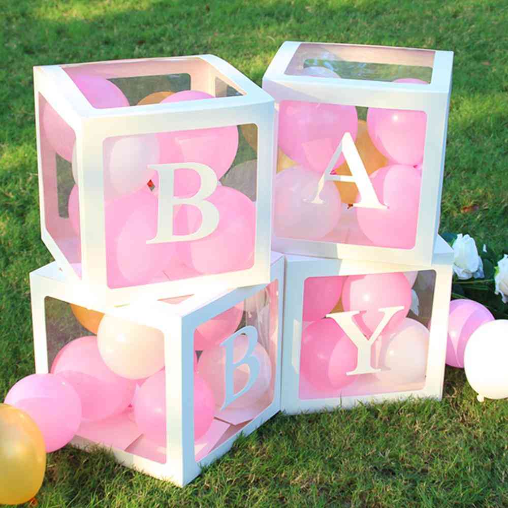 Transparent Name Age Box - Baby Shower, Baby Birthday Party Decor & Present