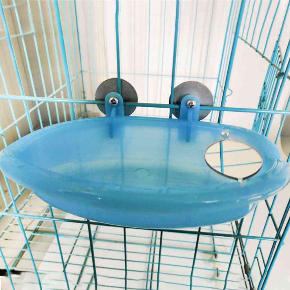 Pipifren Parrot Bathtub With Mirror Bird Cage Accessories Mirror Bath Shower Box, Small Parrot Cage Pet