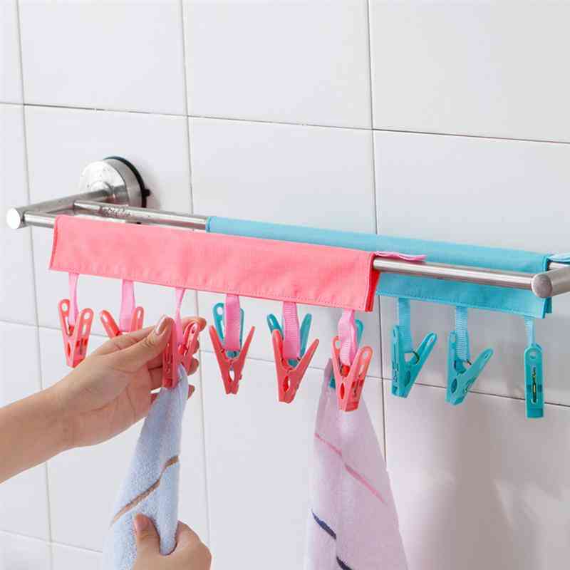 Portable, Non Slip And Foldable Clothe Drying Hanger With Clips