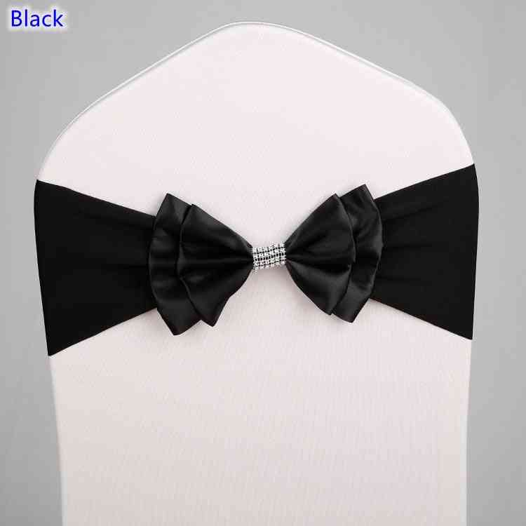 Cadeira de cetim faixa faixa spandex gravata borboleta pronta para casamento decoração de festa de hotel