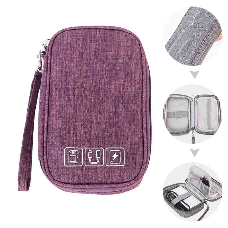 Portable Electronic, Wires, Charger, Digital Usb Gadget Cable Storage Zipper Bag Organizer