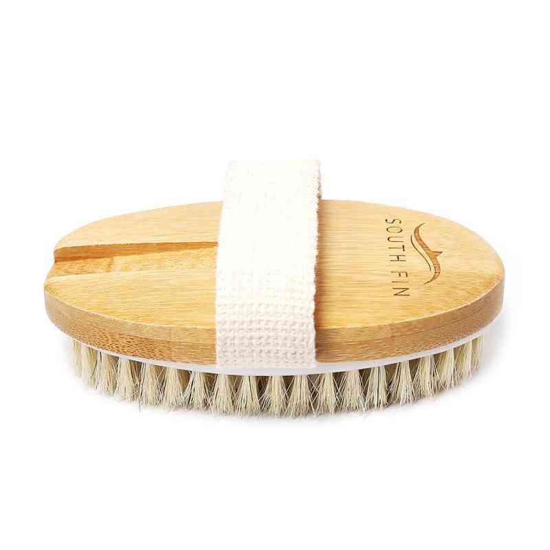 Lesena ovalna ščetka za prhanje in masažni masažnik za telo za suho kožo