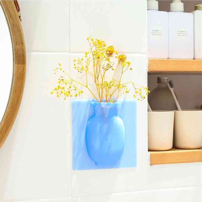 Vaze de plante magice de perete lipicios realizate manual din silicon, recipient, sticlă moale pentru decorarea casei