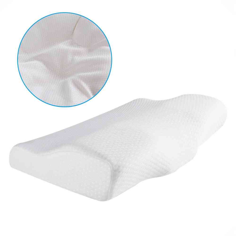 Almohadas ortopédicas para dormir de espuma viscoelástica en forma de mariposa para la protección del cuello - blanco con punto dorado / 50x30cm