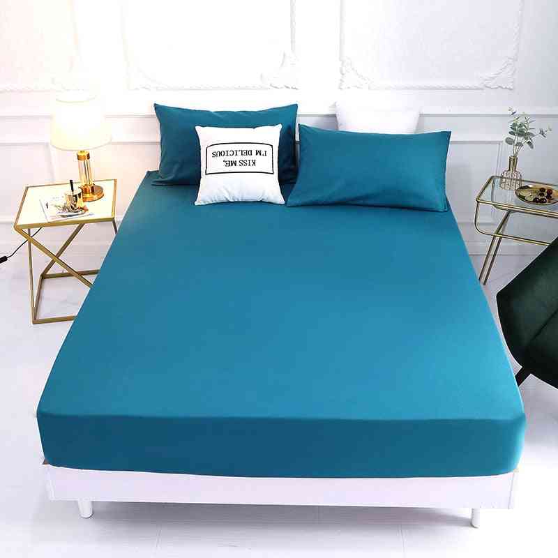 Solid Polyester Bed Mattress Set With Four Corners And Elastic Band Sheets