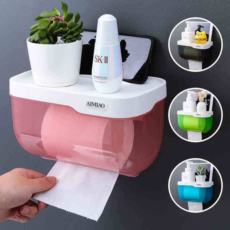 Porta carta igienica igienica impermeabile a 360 ° da parete dal design trasparente - distributore di carta con scatola di fazzoletti portatile