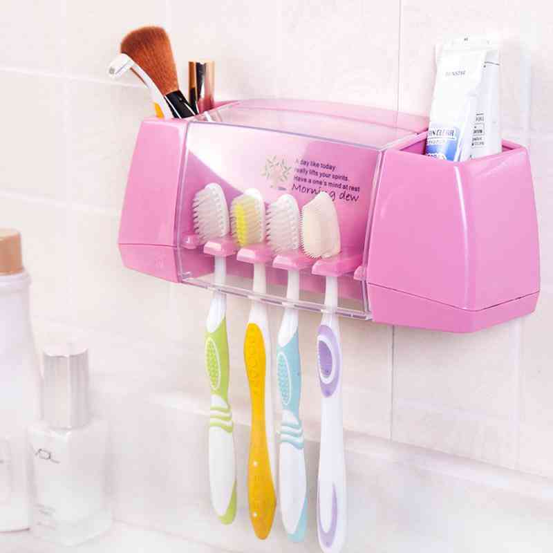 Eco-friendly, Plastic Toothbrush Holder With Toothpaste And Shaver Storage Rack