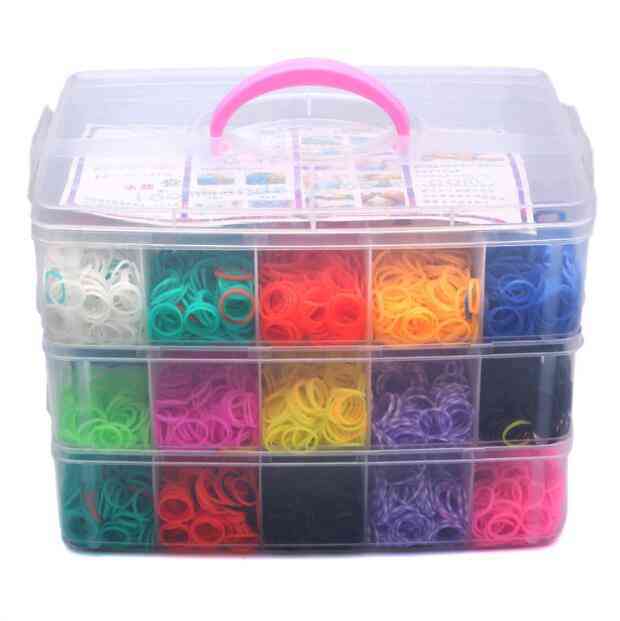Diy цвят дъга цвят каучук гривна тъкачни машини плетене подаръчна кутия