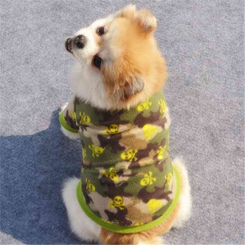 Teplý fleece roztomilý lebka tištěný mazlíček kabát štěně psi košile bunda oblečení