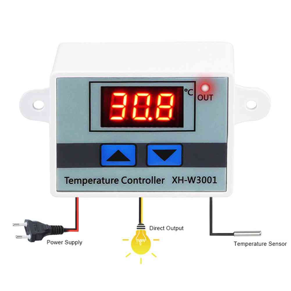 цифров светодиоден контролер за температура - xh w3001 за инкубатор охлаждане превключвател за отопление термостат ntc сензор