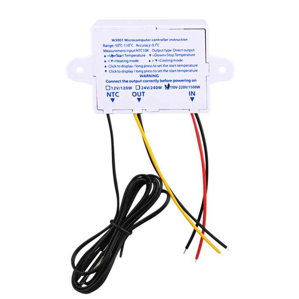 Digital ledt temperaturregulator - xh w3001 for inkubator kjøling varmebryter termostat ntc sensor