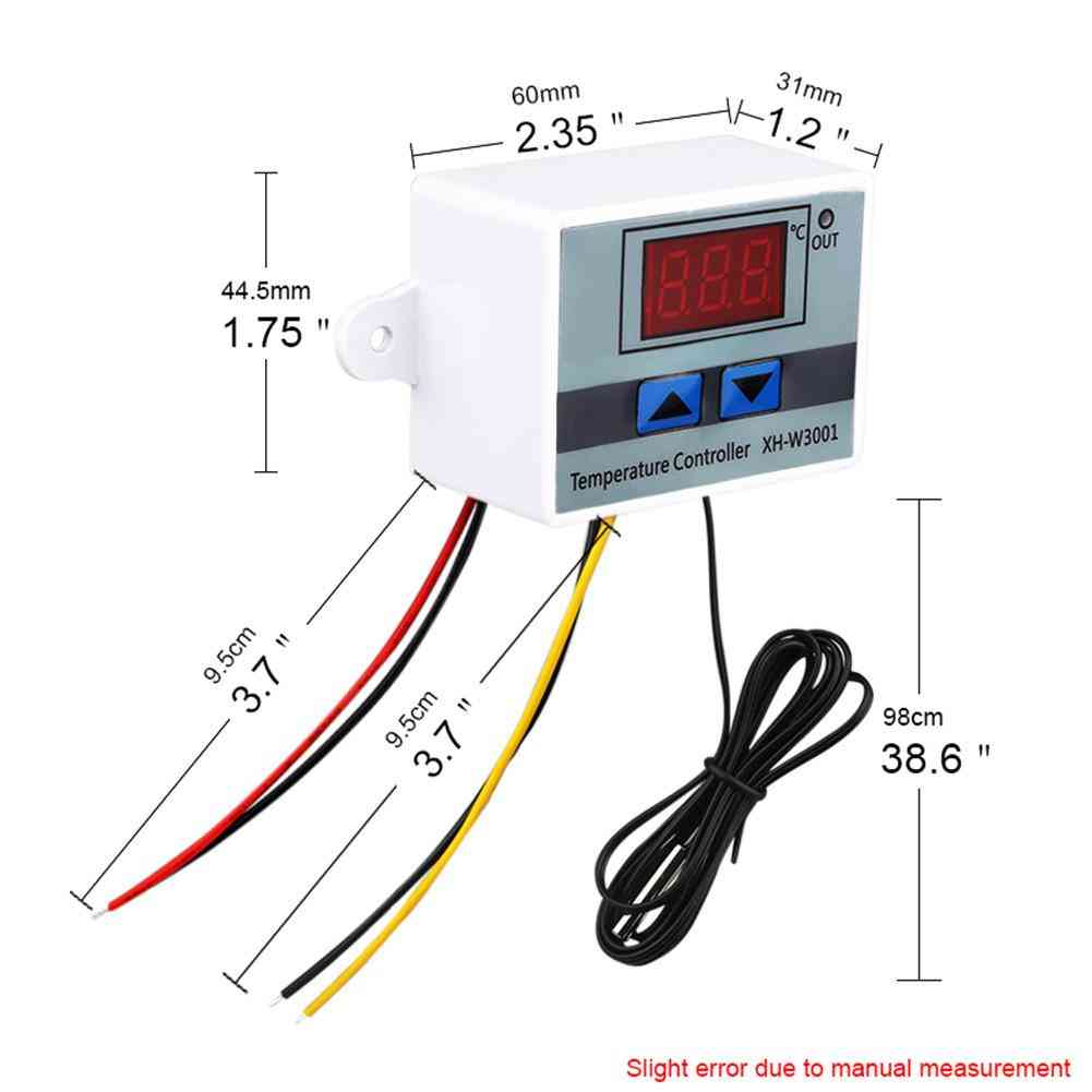 Controlador de temperatura digital LED - xh w3001 para incubadora, interruptor de aquecimento, termostato sensor ntc