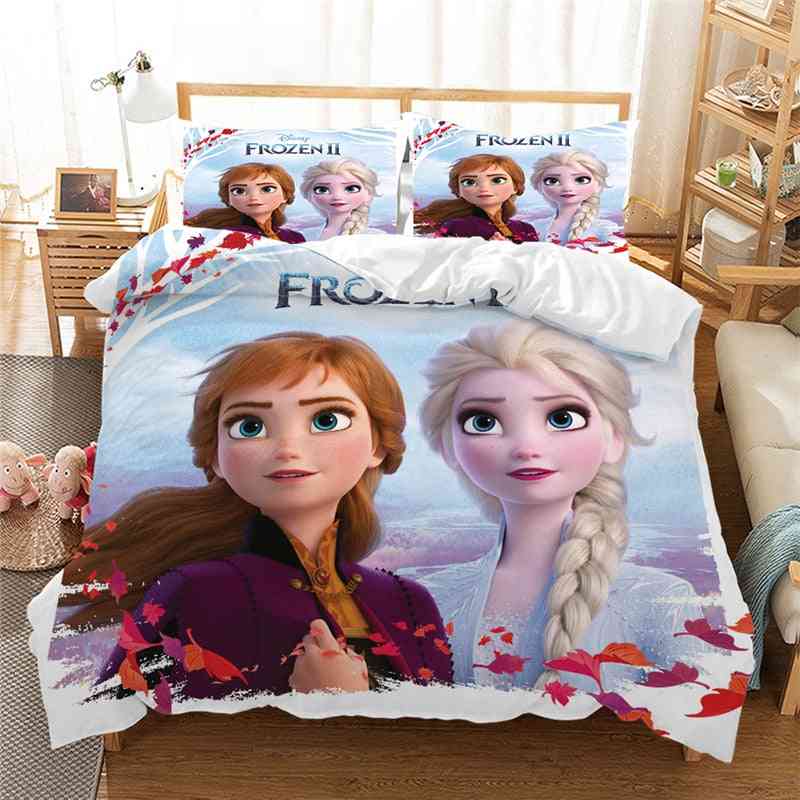 100% Polyester Queen / King Size , Comforter Bedding Sets For With Girl Duvet & Frozen Anna , Elsa Bedding Cover