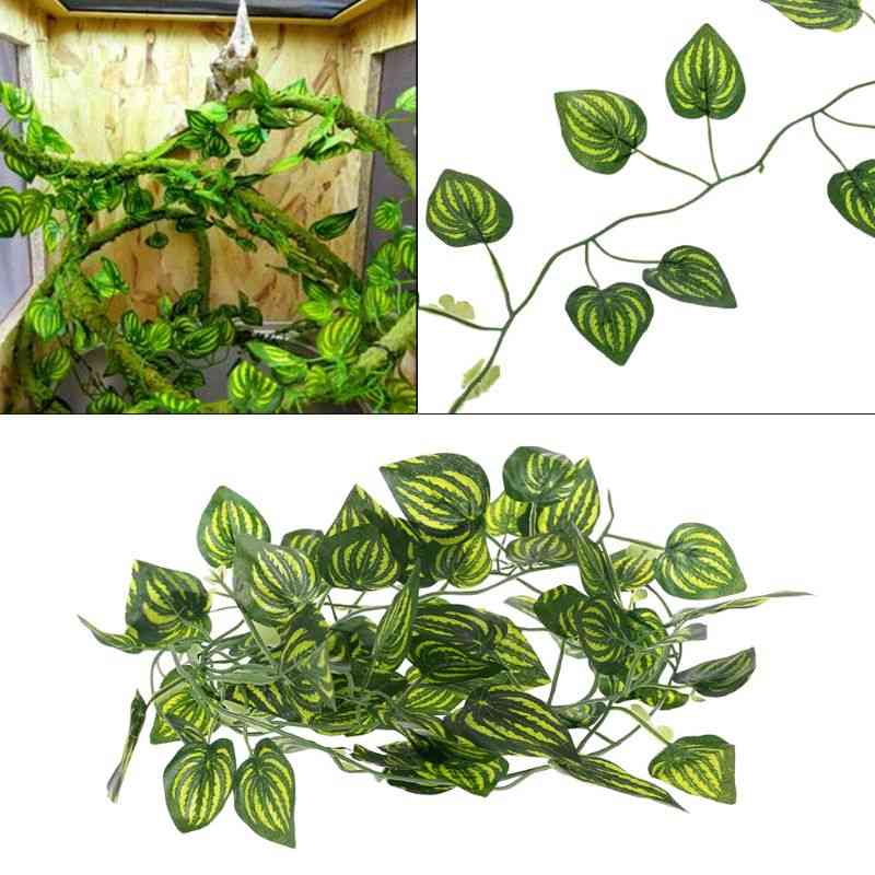Artificial Plants, Vine Leaves For Reptile Terrarium Decoration, Climb And Rest