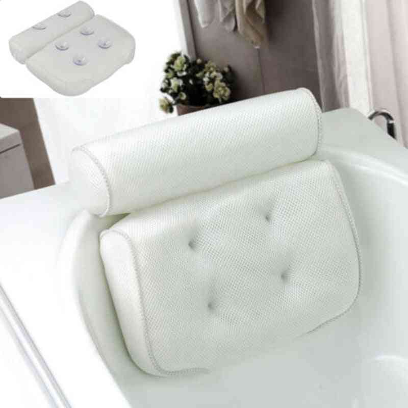 Neck And Back Support 3d Mesh Spa Bath Pillow With Suction Cups