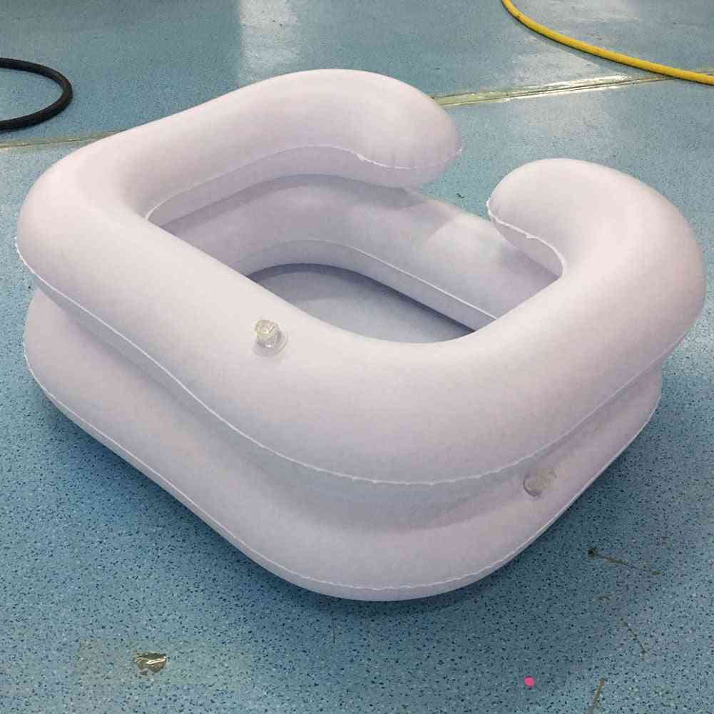 Handicapped Hair Washing Basin - Disabled In Bed Inflatable With Drain Tube