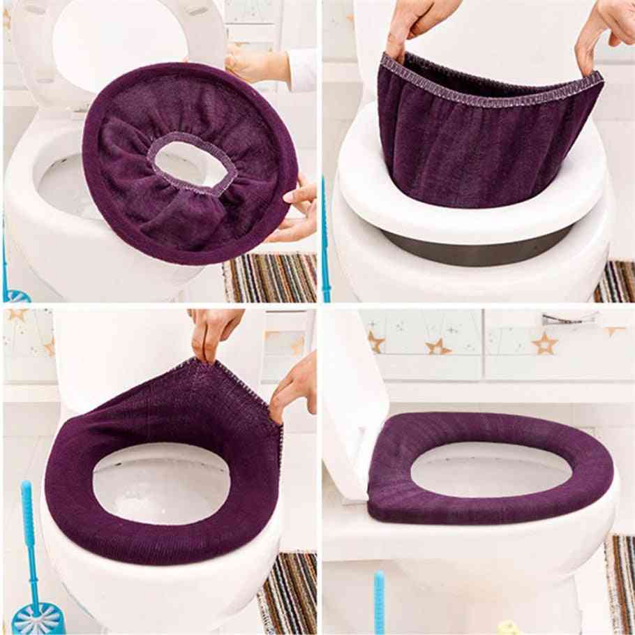 Varmt blødt toiletdæksel sæde lågpude badeværelse nærmesteool beskytter badeværelset tilbehør sæt toilet sædeovertræksmåtte | toiletbetræk -