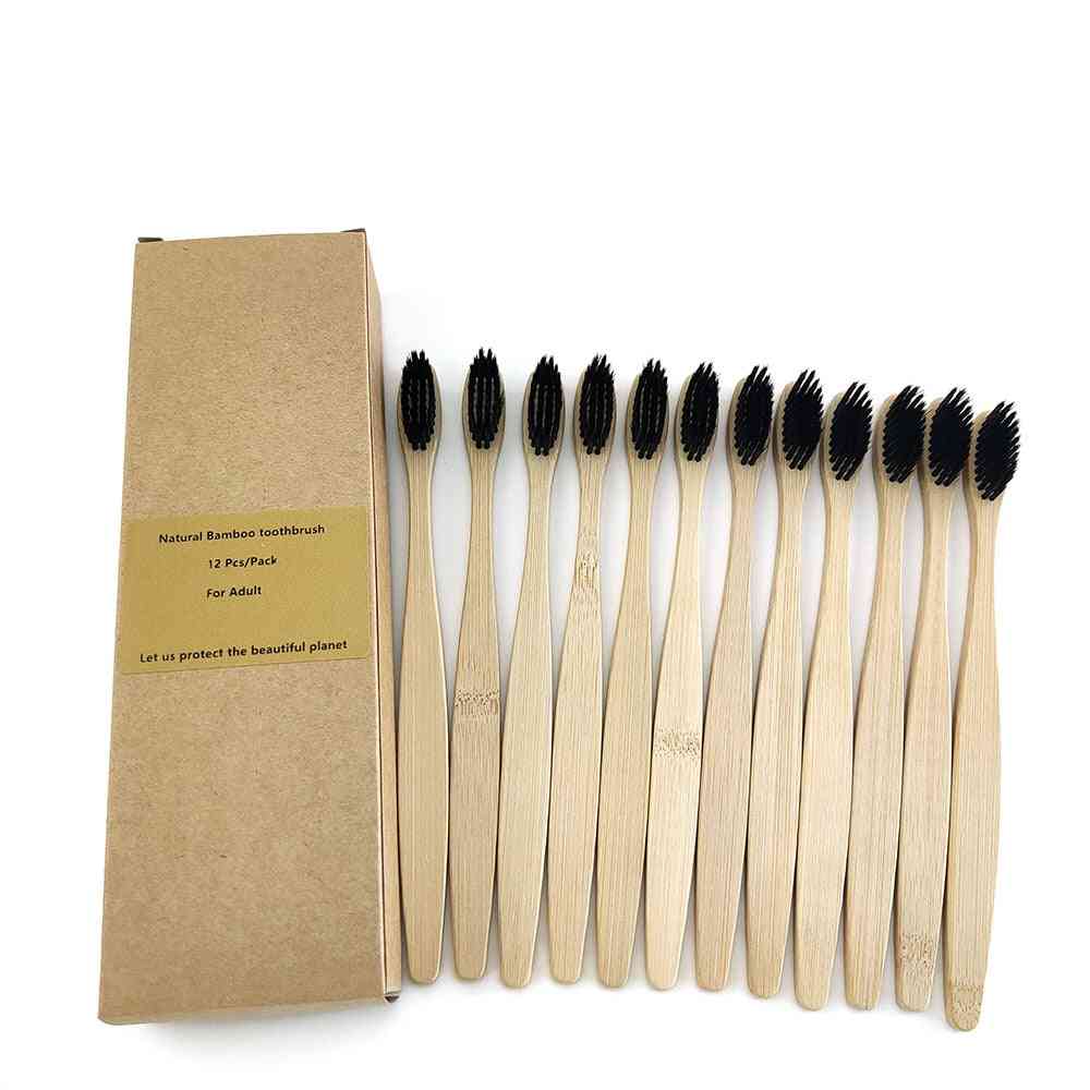 12 stk bambus kulltannbørste med myke børster - miljøvennlig, oral pleie, naturlig tannbørste for voksne