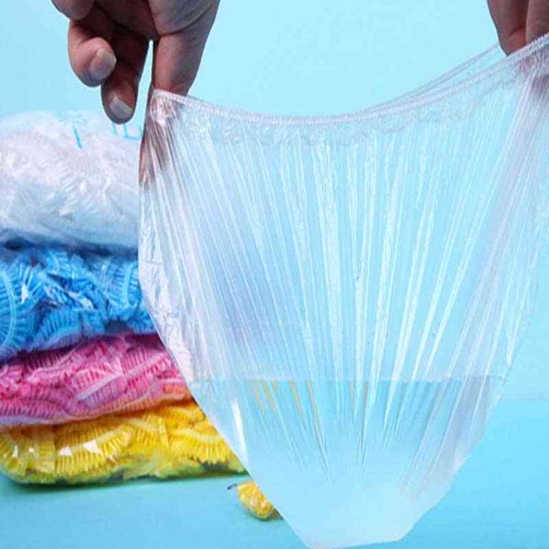 Disposable Shower Cap Plastic Waterproof Transparent Color Shower Hat Hotel For Travel Home One Time Bathroom Products