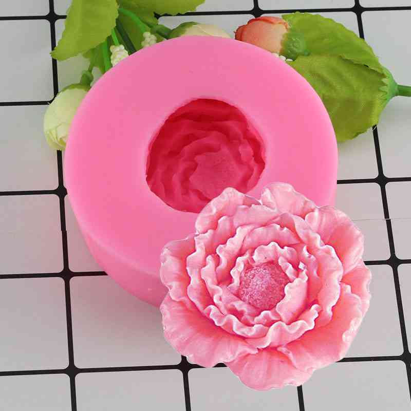 Formy silikonowe do kremówki w kształcie piwonii, kwiaty ręcznie robione mydło gliniane
