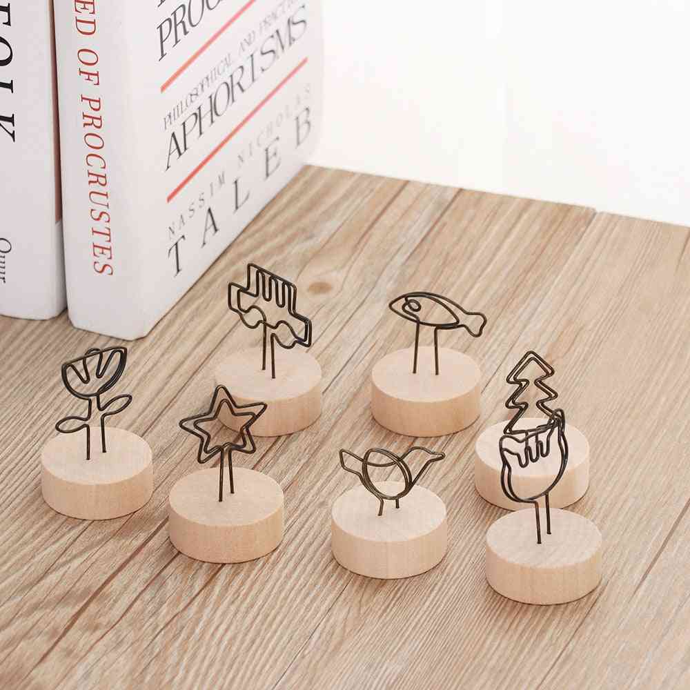Creative Photo Frame Round Wooden Note/clip - Table Number Wedding Photo Holder Clip