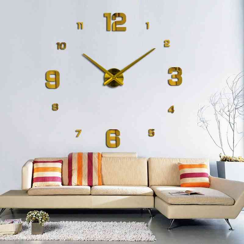 Nowoczesny design rzucany kwarc super duże zegary modne zegarki naklejka na lustro - czarny / 37 cali