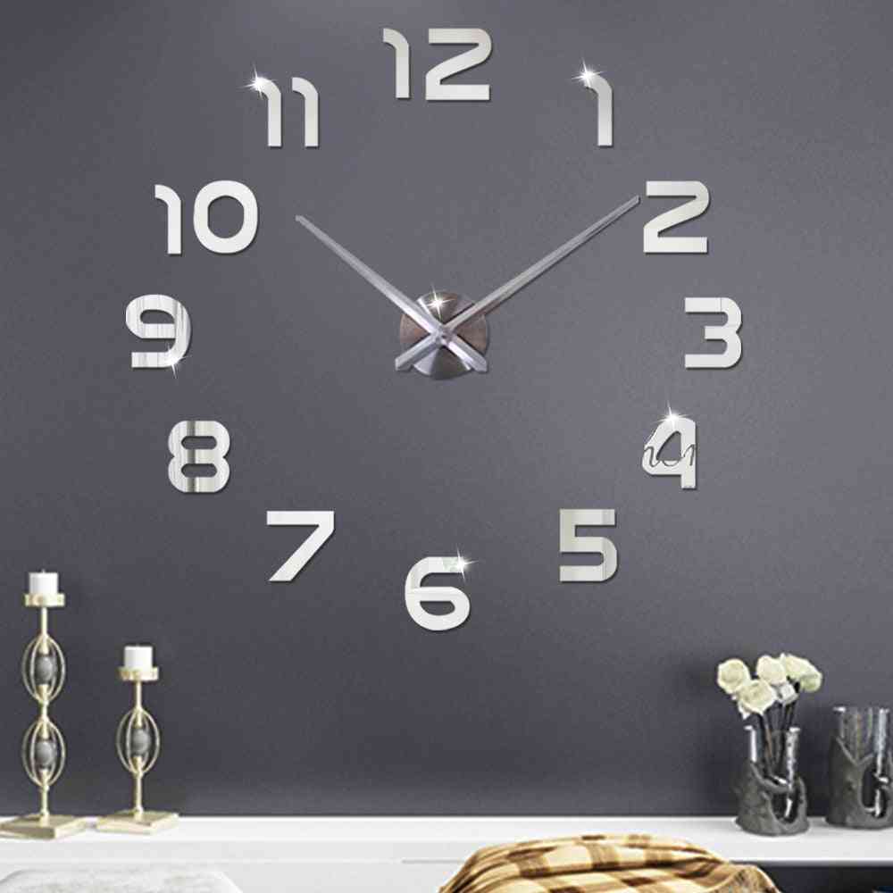 Modern Design Acrylic Silent Digital 3d Diy Wall Clock Sticker For Living Room Home Decor