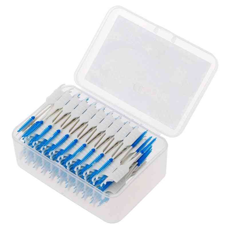 Double Floss Head - Hygiene Dental Silicone , Interdental Brush Toothpick