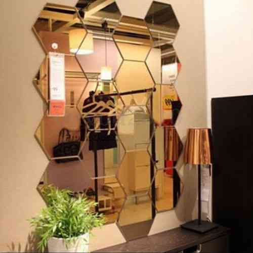 10 pcs 3D Miroir Hexagone Acrylique Amovible Wall Sticker Decal Décor À La Maison