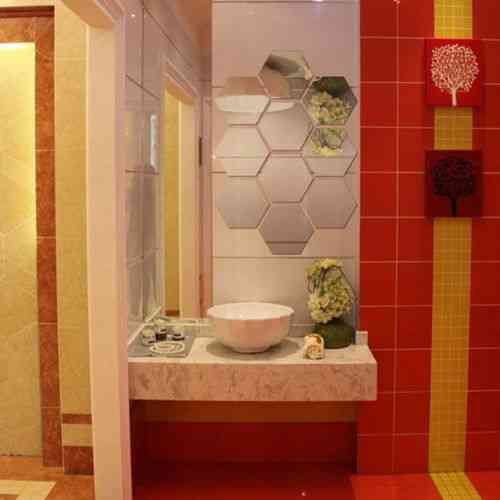 10 pcs 3D Miroir Hexagone Acrylique Amovible Wall Sticker Decal Décor À La Maison
