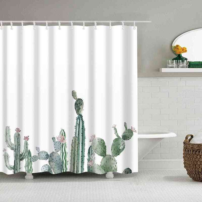 Tropical Cactus Shower Curtain Polyester Fabric Bath Curtain For The Bathroom Decorations Multi Size Printed Shower Curtains