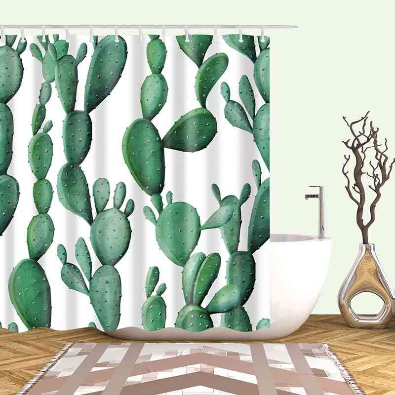 Tropical Cactus Shower Curtain Polyester Fabric Bath Curtain For The Bathroom Decorations Multi Size Printed Shower Curtains