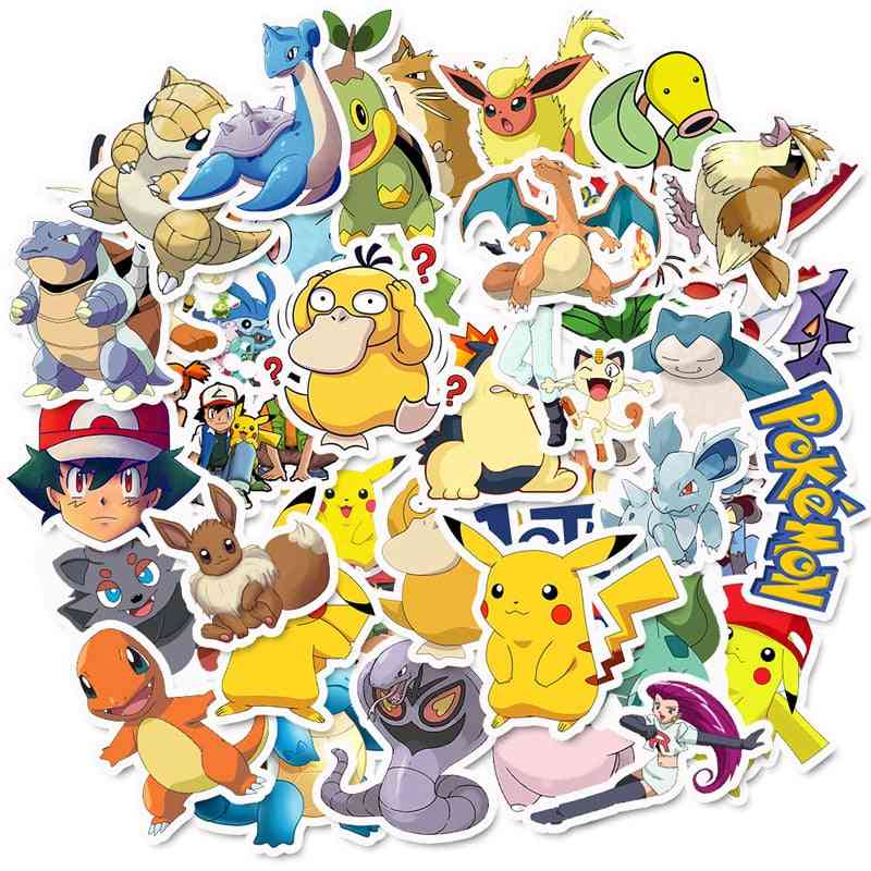 Takara Tomy Pokemons Stickers For Luggage, Skateboard, Phone, Laptop