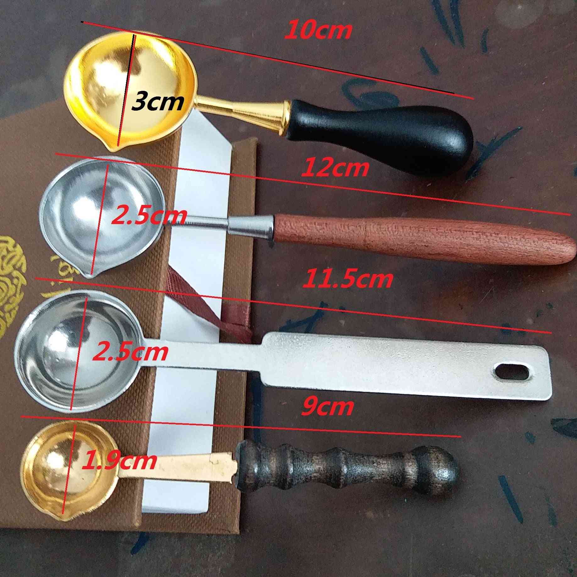 Special Wax Sealing Melting Spoon -with Retro Wooden Handle