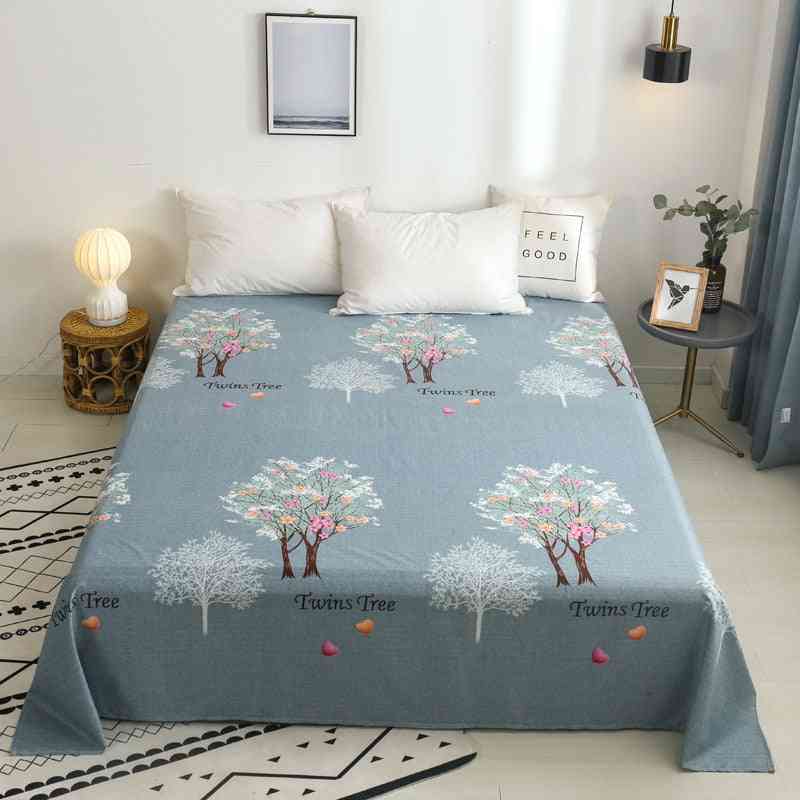 Simple Series Bed Sheet Cover, Soft Cozy Large Bedding Flat Single Double Bedspread Mattress Coverlet