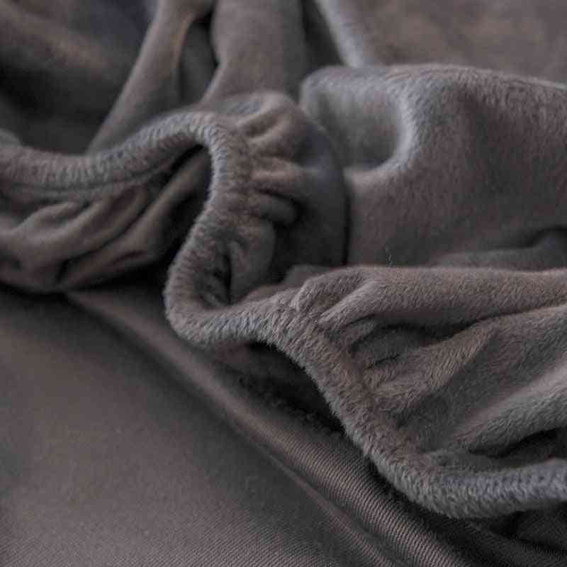 Enobarvna zaščitna prevleka za posteljnino iz koralnega žameta, toplo mehko pokrivalo za posteljnino