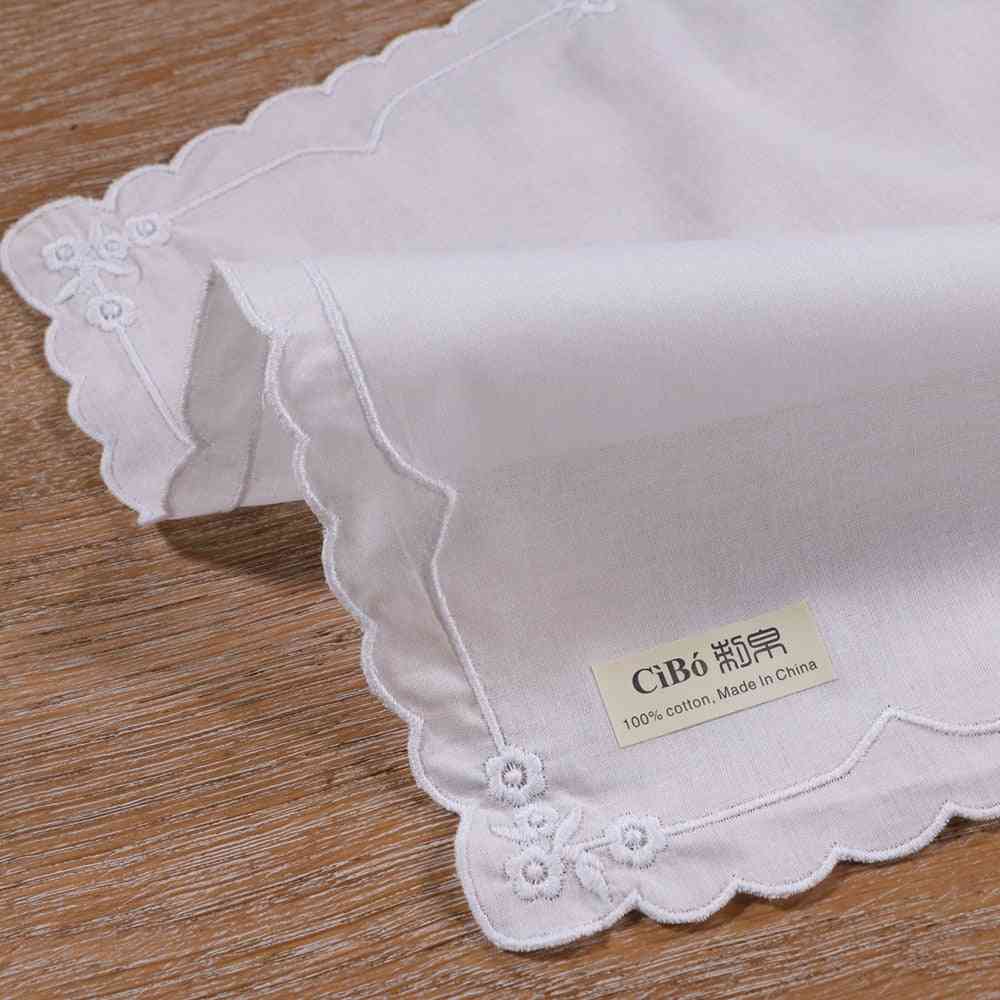 White Premium Cotton  Blank Crochet Hankies Lace For Women - Wedding Gift  Handkerchiefs For Ladies