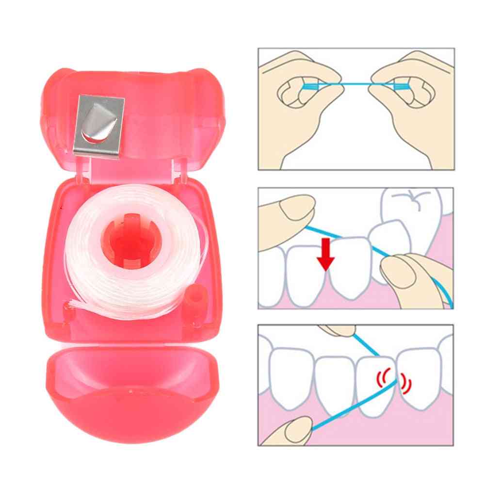 Filo interdentale in plastica da 15 m per igiene orale essenziale con custodia per igiene dentale