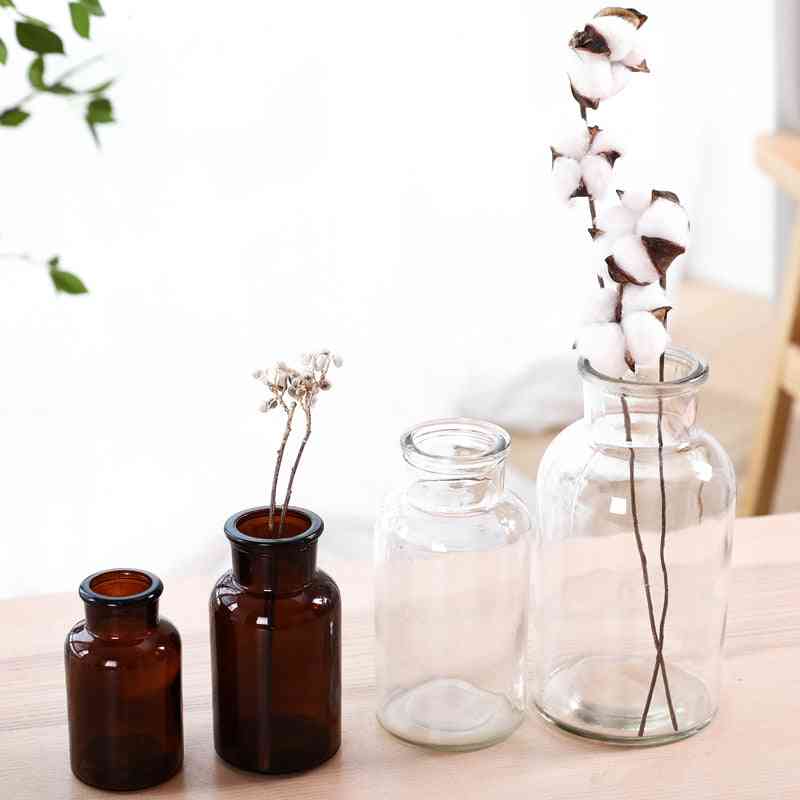 Průhledná skleněná váza na květiny - hydroponická láhev na ozdobu