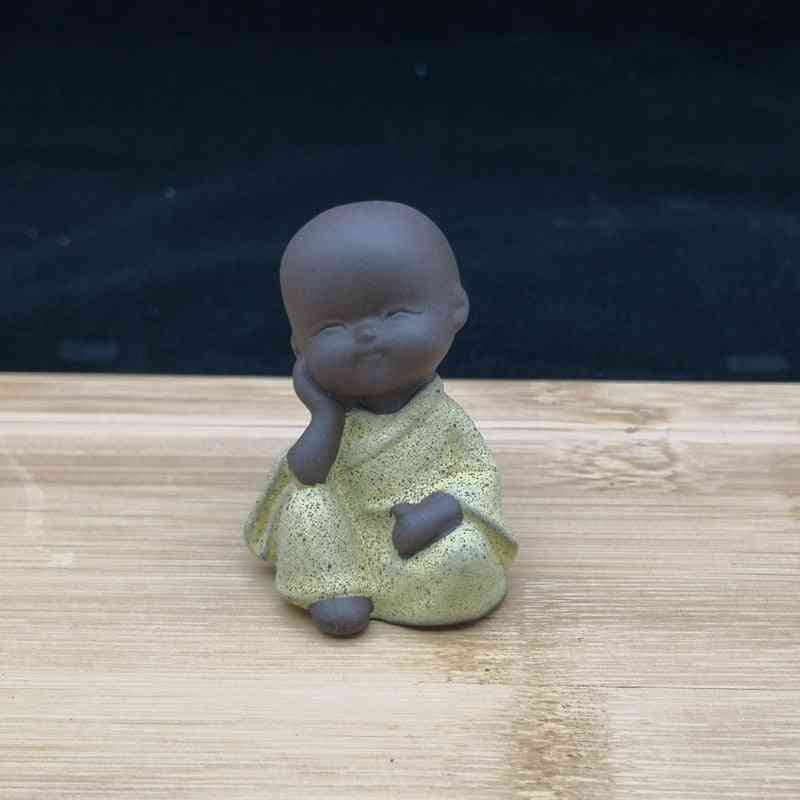 Petite statue de moine bouddha figurine - tathagata inde yoga mandala thé animal de compagnie violet en céramique artisanat décoratif moine