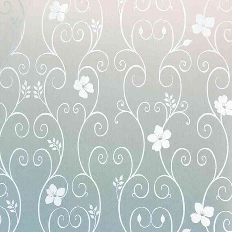 Self Adhesive Frosted Floral Pattern Removable Window Glass Sticker