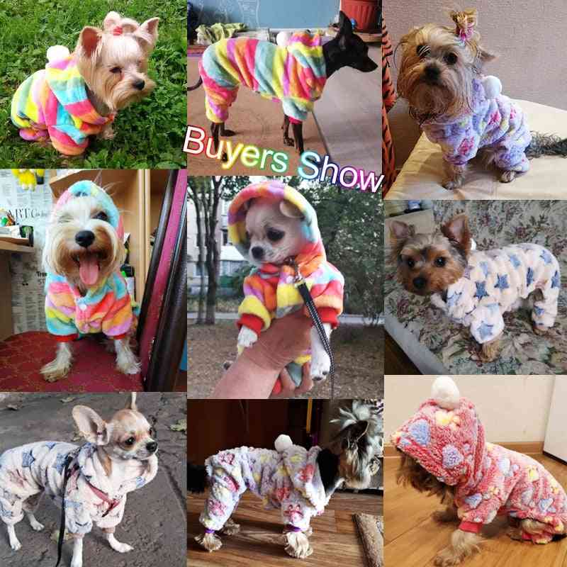 Dog Clothes Pajamas Fleece Jumpsuit Winter Dog Clothing Four Legs Warm Clothing Outfit Small Dog Star Costume Apparel
