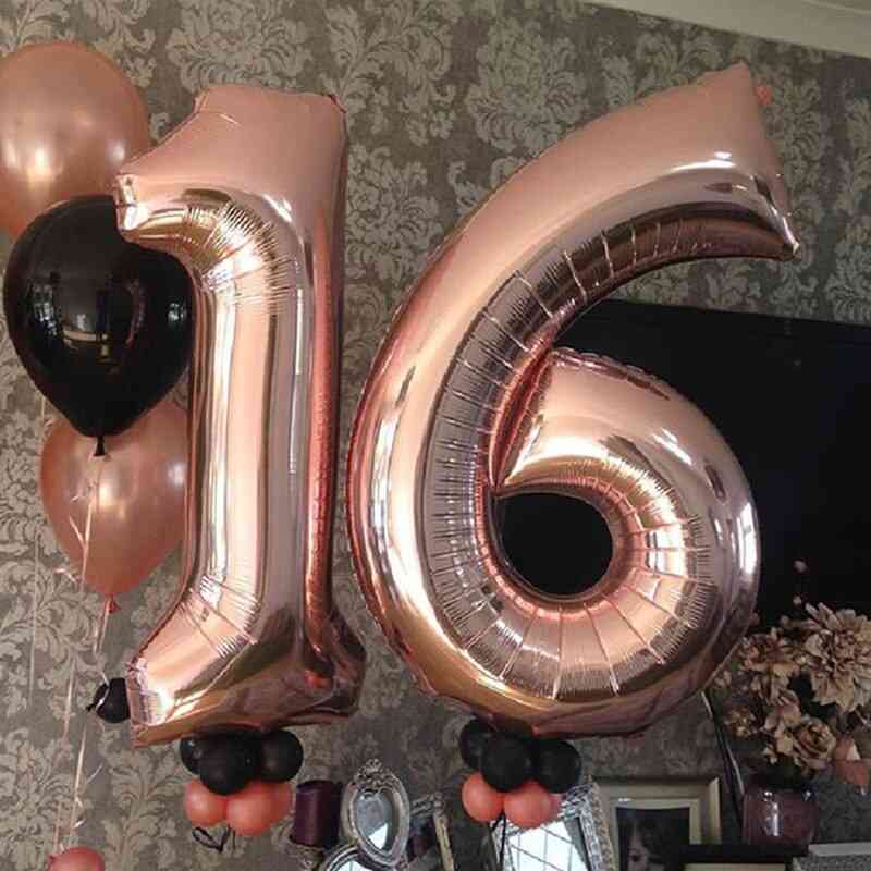 16 30 40 inch rose, gouden nummer ballonnen - grote cijfers helium folie ballon voor bruiloft, decoraties verjaardagsfeestje benodigdheden